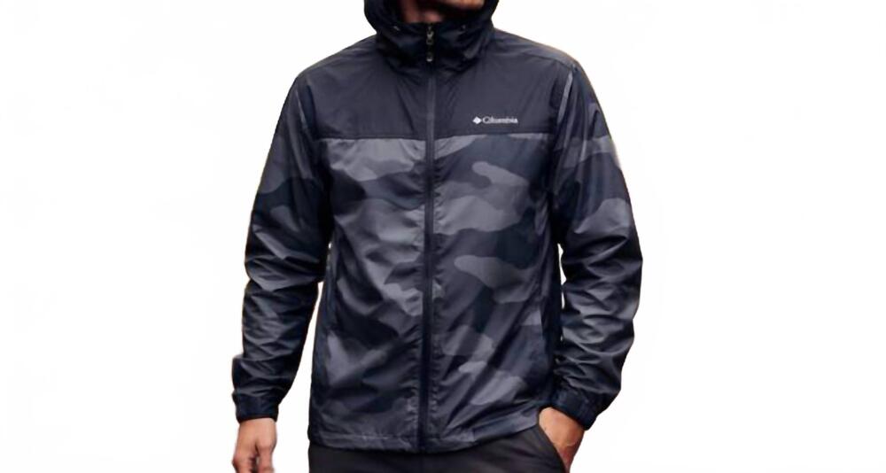 NEW COLUMBIA flash challenger novelty windbreaker in black/camo